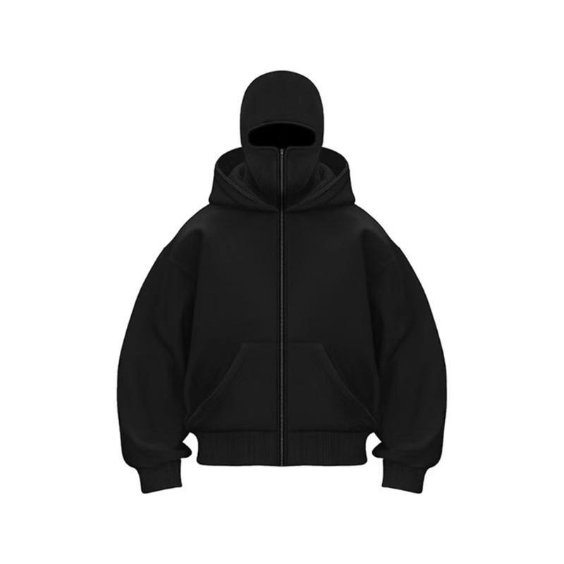 Men's Double Layer Hooded Zip Up Sweatshirt.