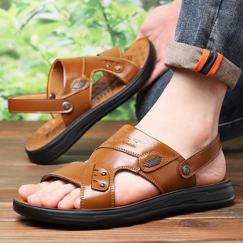 Men's sandals 2025 trend versatile summer polyurethane solid outsole new outer wear beach shoes breathable sandals