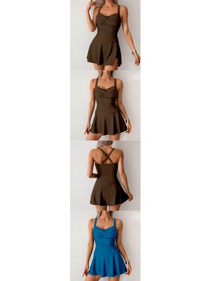 2025 Women's Plus Size Swimwear: New European & American Style Split Skirt Boxer Briefs