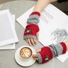 Gants sans doigts Oiseaux Brodés Tricotés Color-Block Gants Chauds Mitaines Extensibles avec Trous pour les Pouces pour Taper Écrire