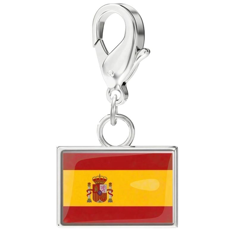 Braccialetto con Charm Bandiera in Acciaio Inossidabile con Moschettone, Gioiello Ciondolo Paese per Regalo di Viaggio Accessorio Stile