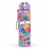 1PC Rainbow Flower Abstract Layout 750ml Color Plastic Water Bottle Leakproof Flip Straw Lid For Sports Office Home Use