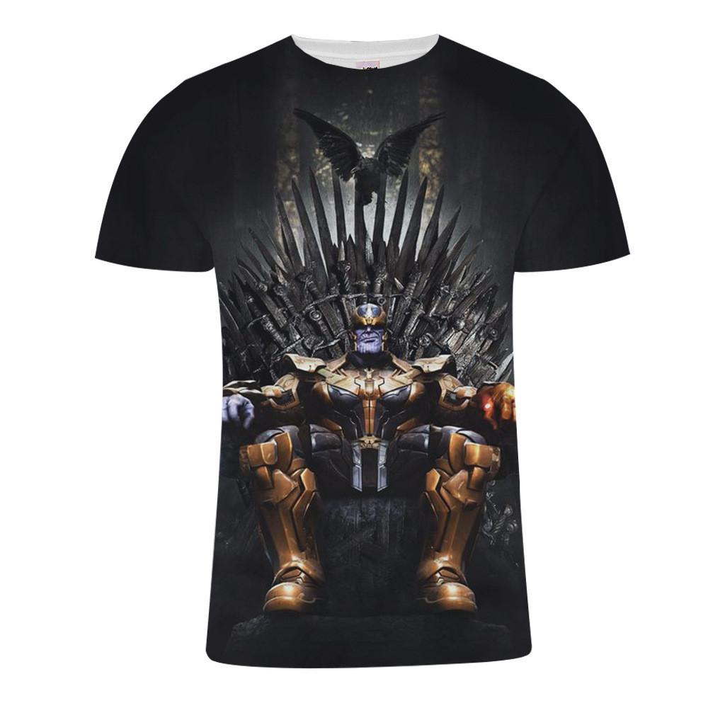Premium Quality The Avengers Endgame Thanos Men Short Sleeve O-neck Graphic T Shirt Tops Blouse