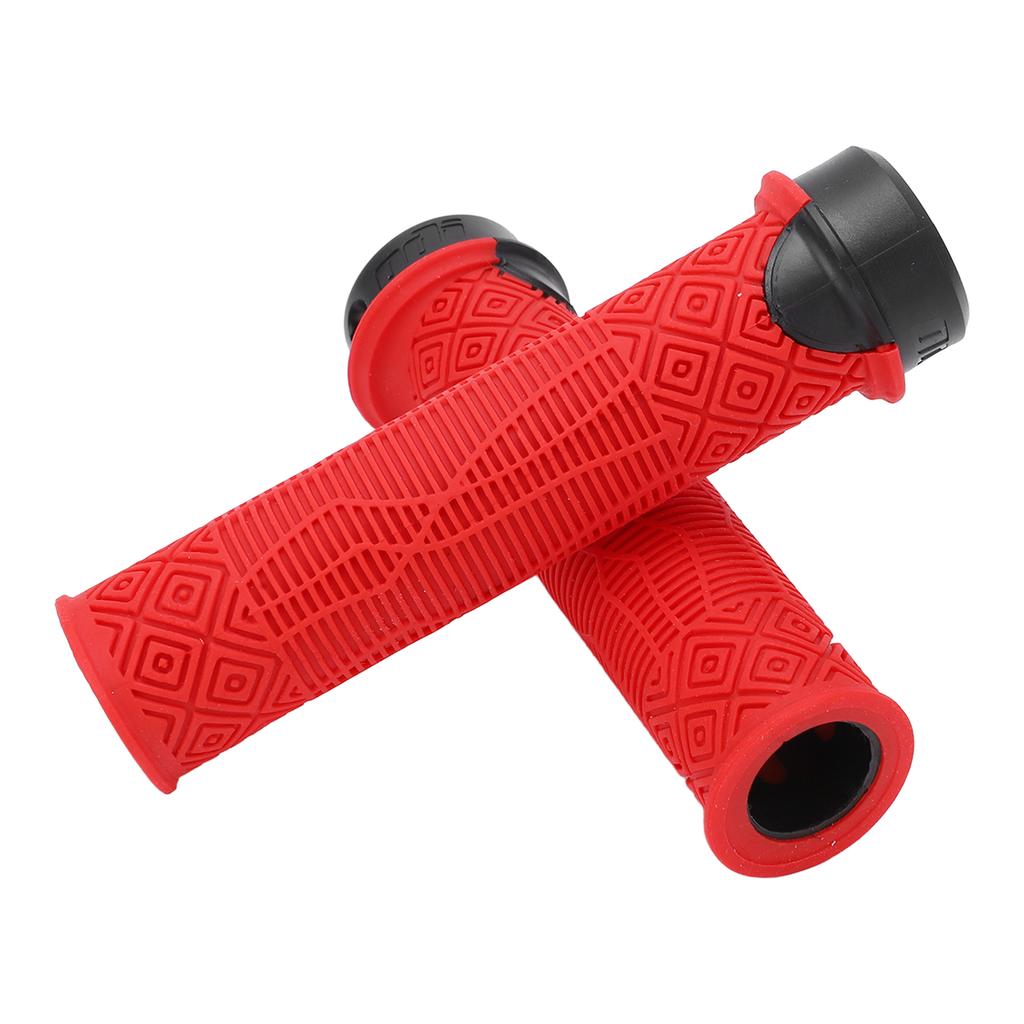 2Pcs Bike Handle Grip Rubber Anti Slip Wear Resistant Ergonomic Hollow Design Bike Handlebar Grips Cover Red