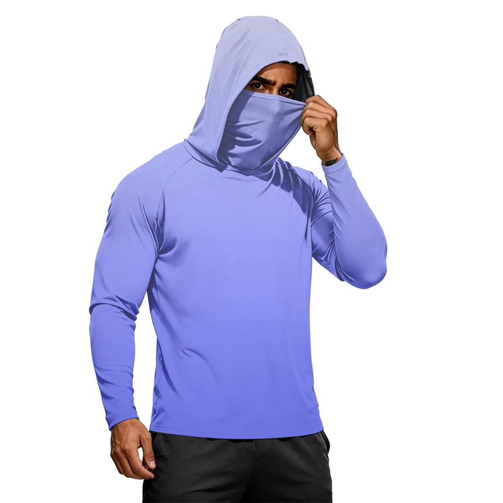 Herren Sommer Langarm Hoodie UPF50+ Sonnenschutz Schnelltrocknend Fitness Sportshirt Leicht Atmungsaktiv Outdoor Activewear