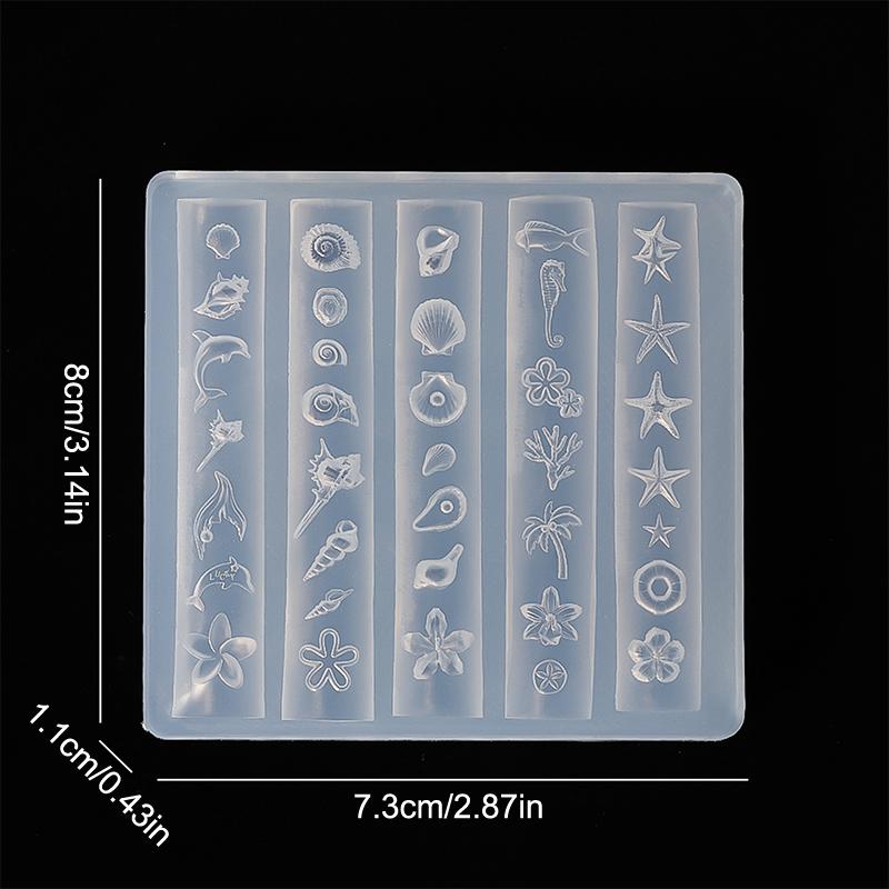 Shell Flowers Halobios Conch Starfish Carving Nail Silicone Template Mould Nail Art Diy Handmade Tool Small Beads Polymer Mold