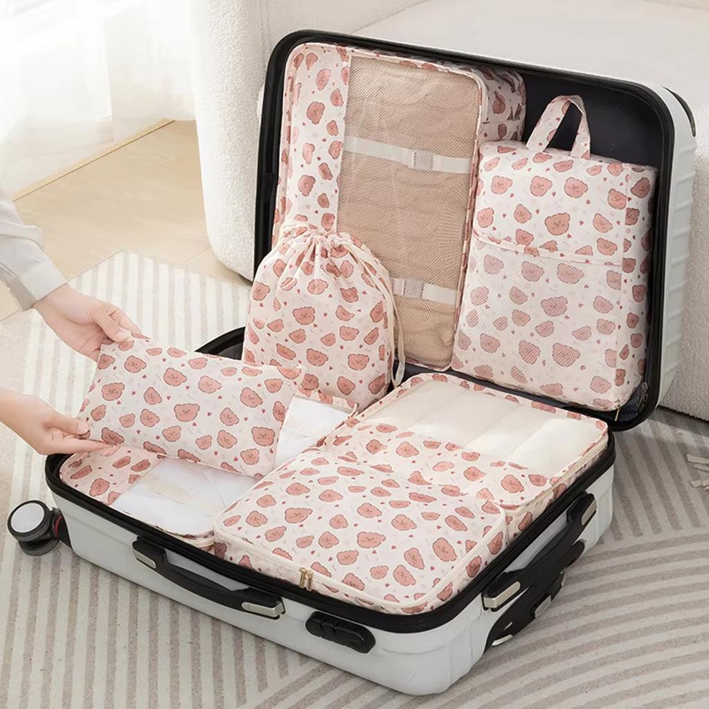7-piece Set Travel Bag Organizer Clothes Box Blanket Shoes Packing Cubes For Suitcases Packaging Supplies Traveling Essentials