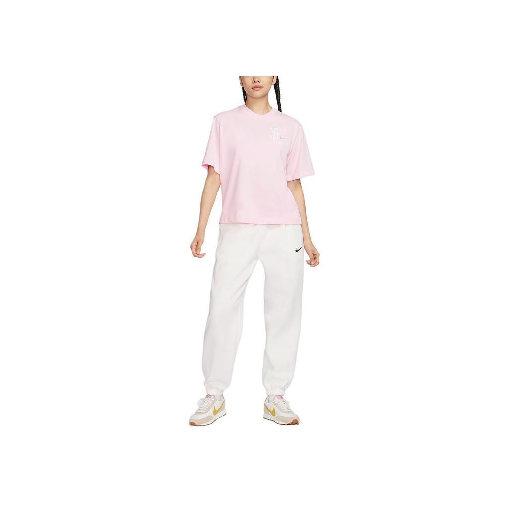 Nike Sportswear Soft Casual Breathable Letter Dopamine Short Sleeve T-Shirt Women T-Shirt Pink Foam HM4581663