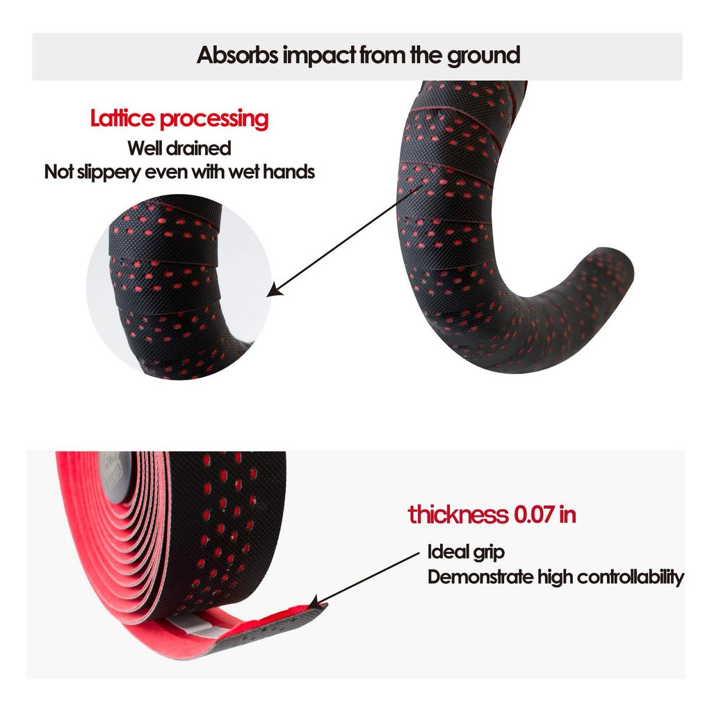 GORIX Road Bike Bar 2 Colors Black X Red Tape, (GX-063BD), Anti-Slip, Shock-Absorbing,
