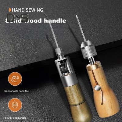Leather Sewing Awl Set Hand Stitcher Leather Repair Tool Kit with Needles Wrench Screwdriver Hand Sewing Tool for Leather Heavy Fabric DIY Leather