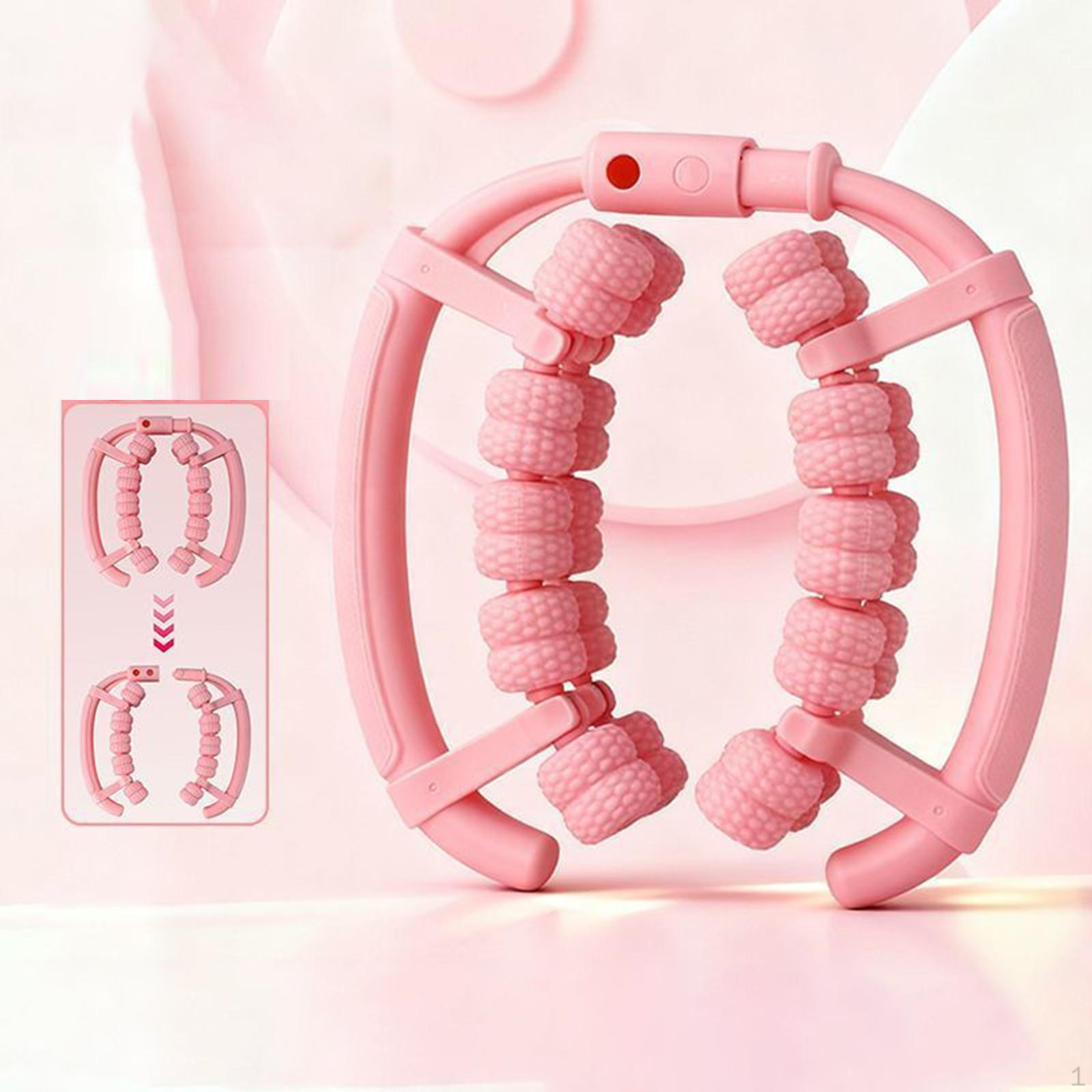 Cellulite Massage Roller for Leg Handheld 40 Wheel Circular Clamp Thighs розовый