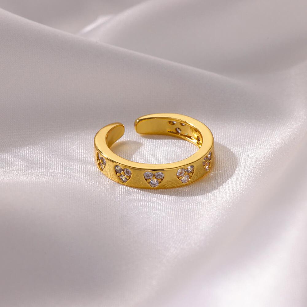 Zircon Heart Rings for Women Stainless Steel Gold Color Ring Couple Finger Ring Band New Aesthetic Zircon free shippping items