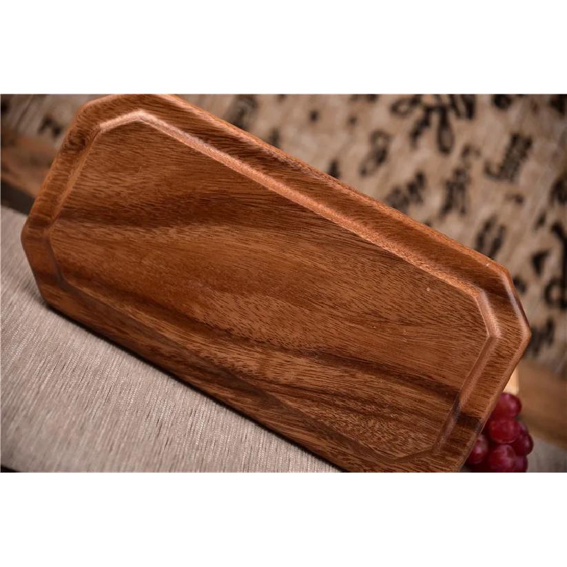 Natural Acacia Wood Serving Trays Octagonal & Rectangular Wooden Platters for Food, Coffee, Dessert, Decor, Kitchen Organizer
