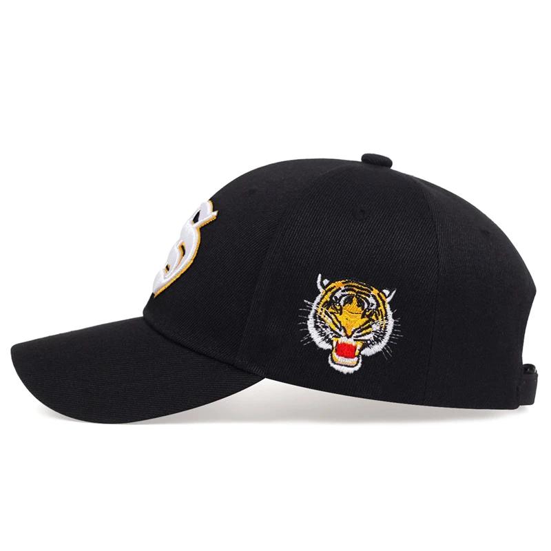 Unisex S Letter Side Tiger Embroidery Baseball Caps Spring and Autumn Outdoor Adjustable Casual Hats Hip Hop Hat Sunscreen Hat