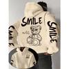European and American Men's Autumn Fashion Letter Teddy Bear Print Soft and Comfortable Hooded Sweatshirt Outdoor Street Top
