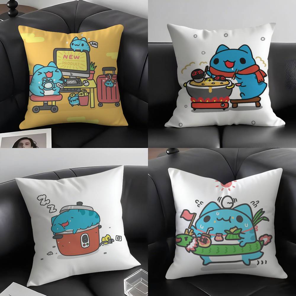 Kuddfodral B-Bugcat C-Capoo Hem Sovsal Stolrygg Kort Plysch Dubbelsidig Tryck Kontor Vilotid Kuddfodral