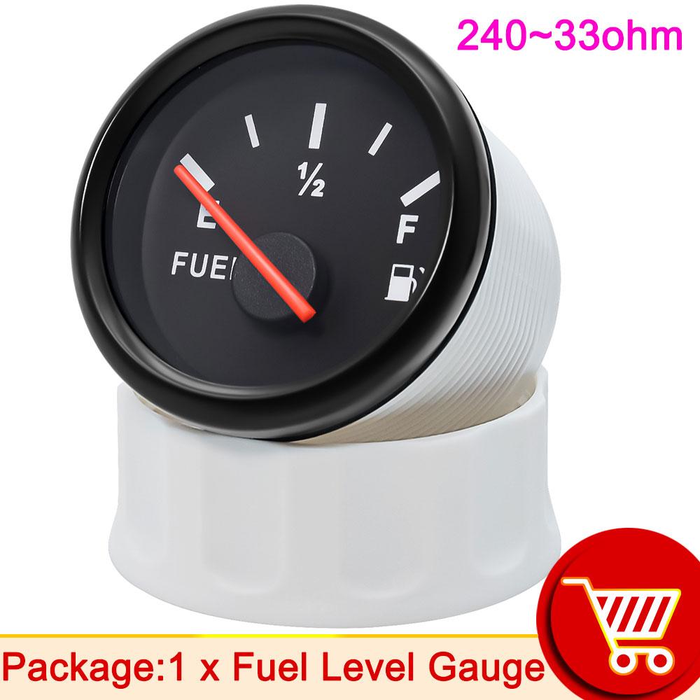 52mm Fuel Level Gauge with Red Backlight for 0~190 Ohm 240~33ohm Fuel Level Sensor Universal Boat Car Truck RV Instruments