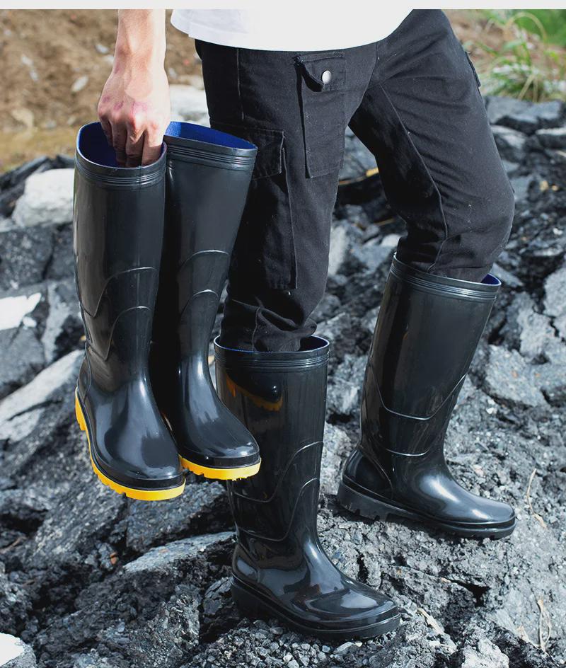 Men's Waterproof High-Top PVC Rain Boots - Non-Slip, Thickened, Ideal for Construction & Fishing
