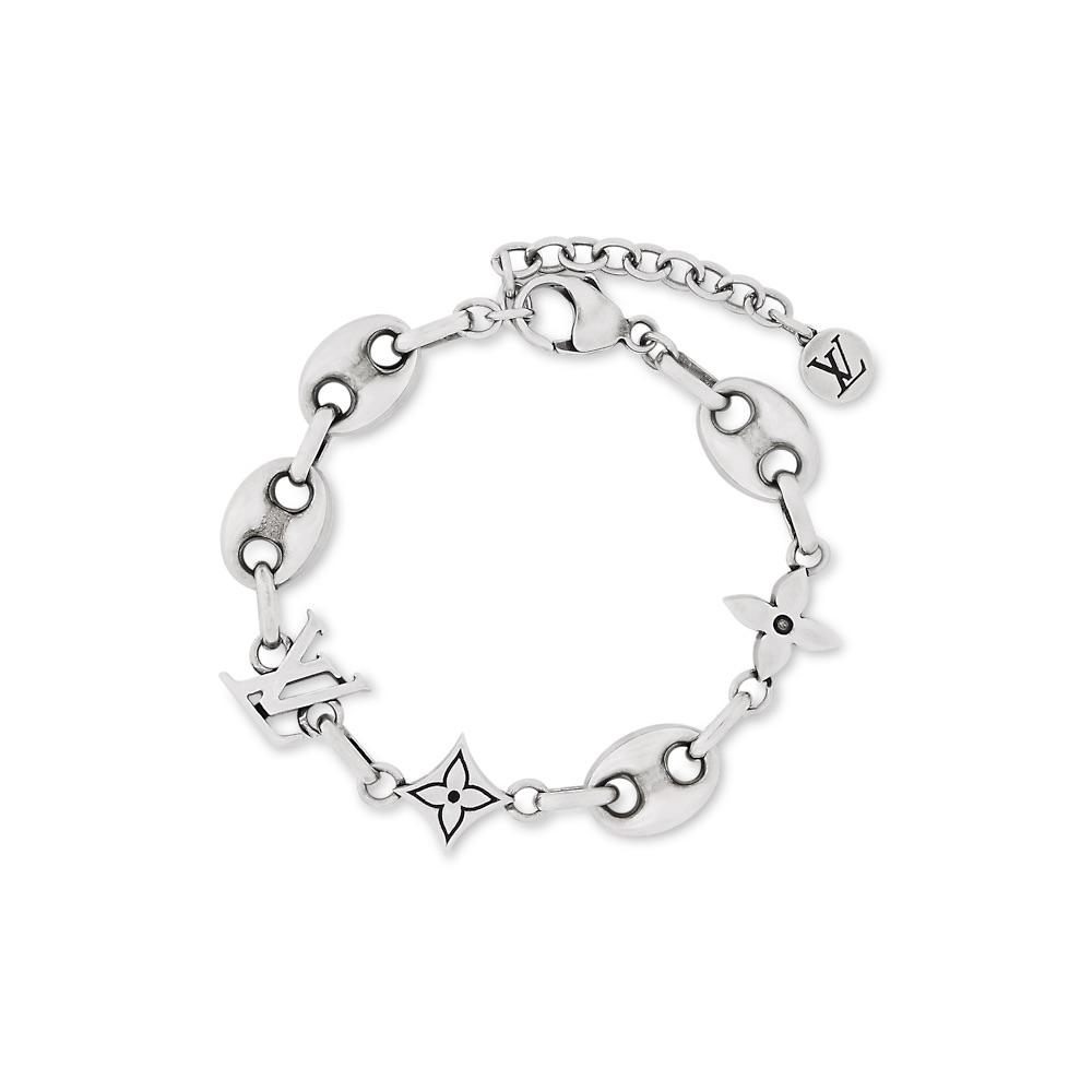 

Louis Vuitton Splicing Design 925 Silver Bracelet Men Bracelets M03187 Box+Shopping Bag