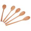 5PCS Wooden Spoon with Long Handle Soup Spoon for Barbecue Camping Party Home KitchenWood Color