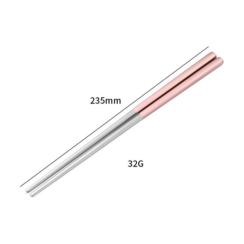 23,5 cm Korejské čtvercové protiskluzové hůlky z nerezové oceli 304 - Zlaté, Jeden pár, Přizpůsobitelné logo
