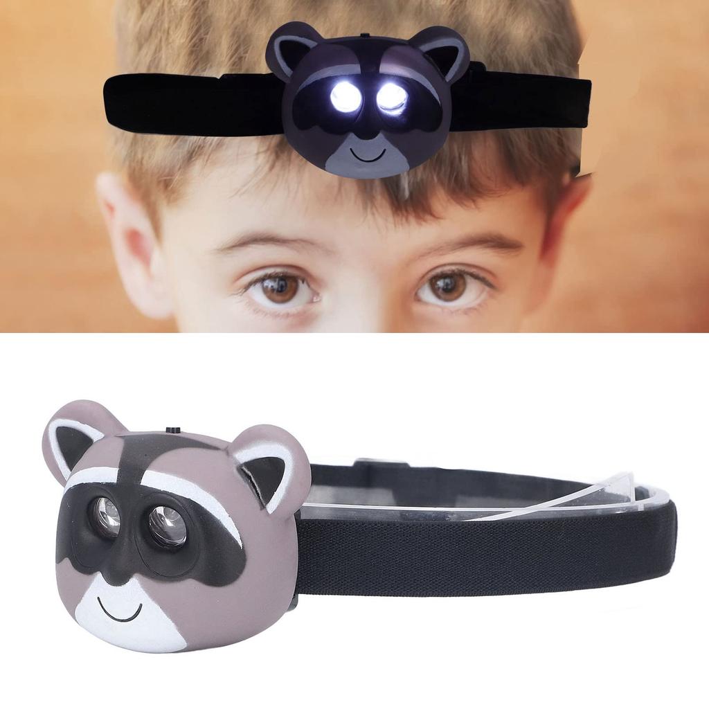 Raccoon LED Headlamp with 2 Lighting Lightweight Plastic Head Flashlight for Kids Modes, Battery-Operated