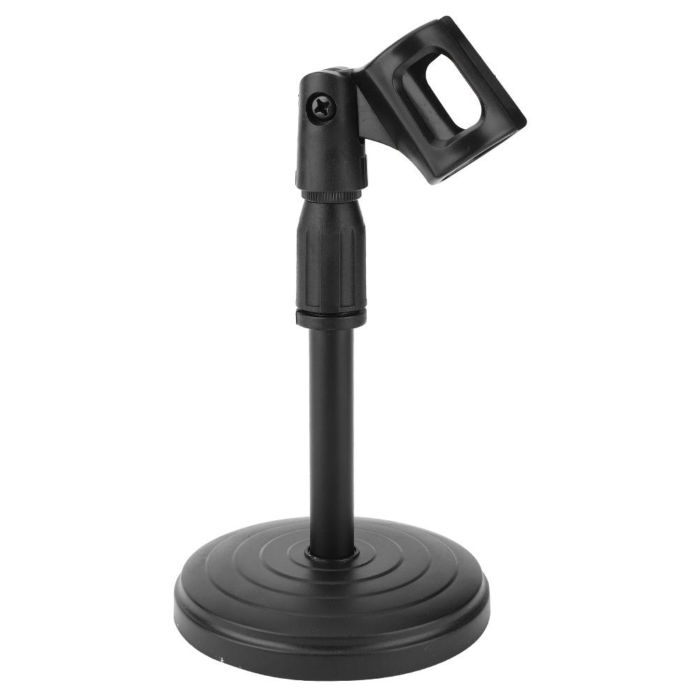 Detachable Adjustable Desktop Short Microphone Disc Stand with Non Slip Mic Clip