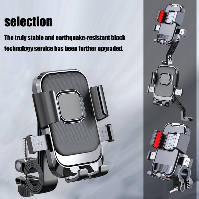 Motorcycle Handlebar/Rearview Mirror Mount Phone Holder Scooter Bike Phone Cradles 360 Degree Rotating Shockproof Stand