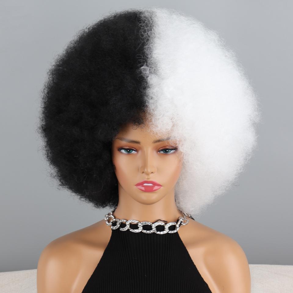 MISSQUEEN Gelockte Afro-Perücke in Regenbogenfarben für Kinder und Frauen, Kunstfaser, gelockte Afro-Perücke, Cosplay, Alltagskleidung, verworrene lockige Perücke