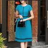 ZANZEA Women Casual Round Neck Short Sleeve Splice A-line Dress