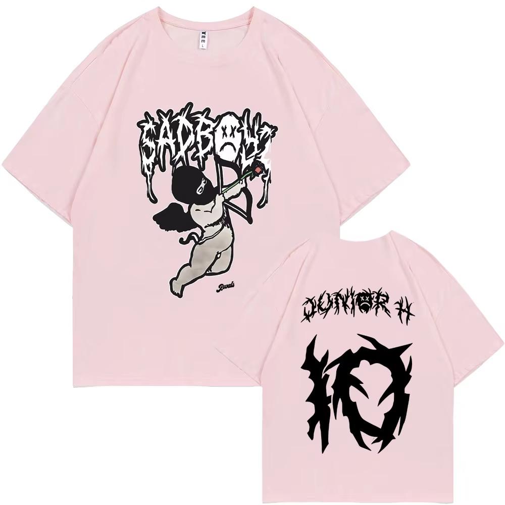 Singer Junior H Sad Boyz Graphic T-shirt Summer Men Women Hip Hop Oversized Harajuku Short Sleeve Men's Casual Pure Cotton Tees