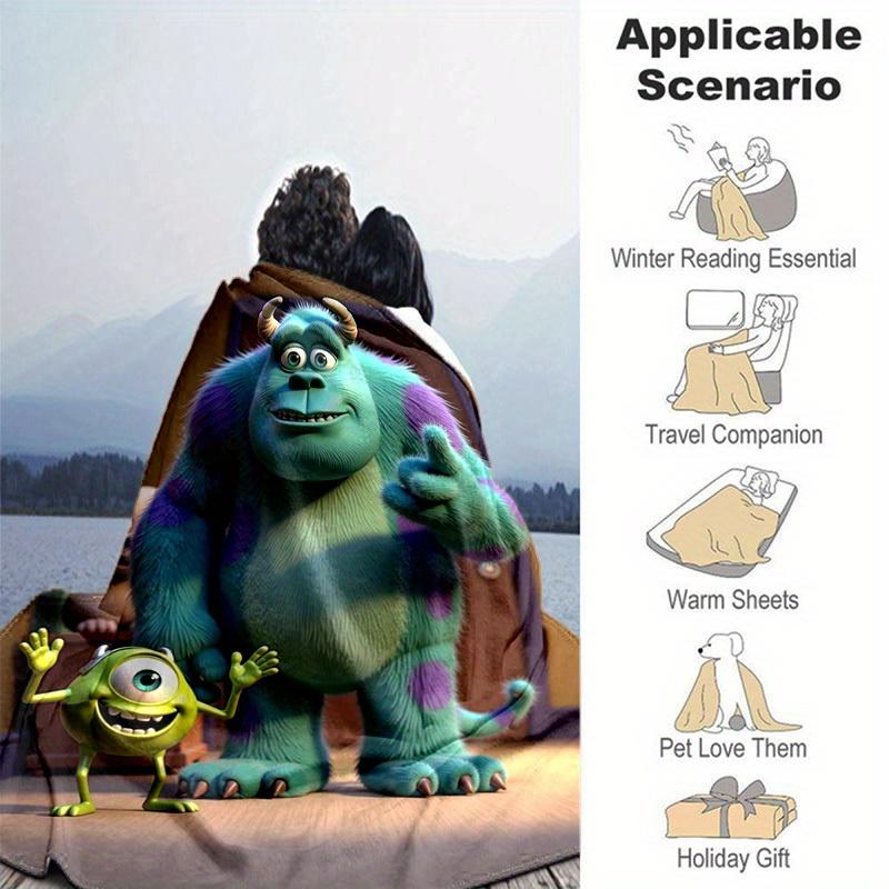 1pc, Soft and Cozy Monster Inc. Plush Blanket, Perfect for All Seasons, Home Decor, Soft Flannel Throw Blanket, Versatile & Cozy for Bedroom, Living R