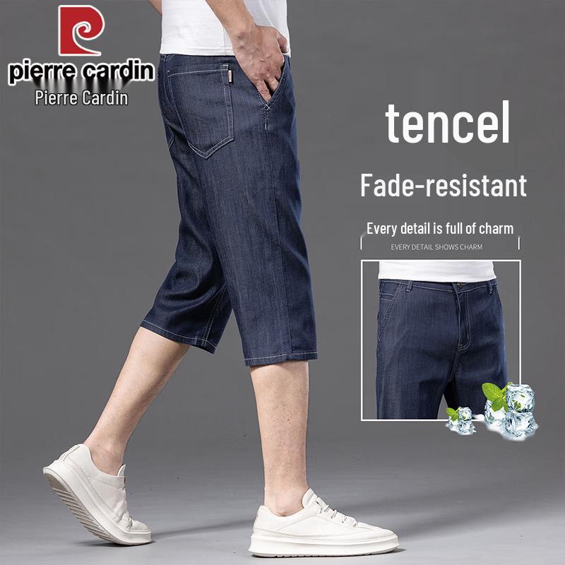 Pierre Cardin Men s Ice Silk Cooling Cropped Denim Shorts 29