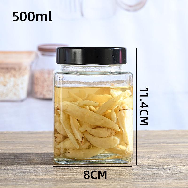 Square Glass Storage Jar with Round Lid