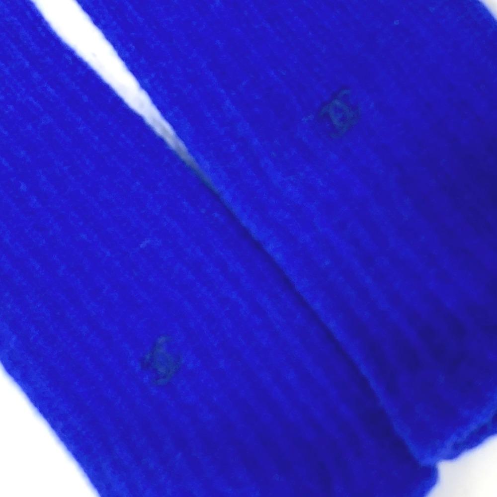 Chanel Luvas Longas CC Marca CC Acessórios luvas Caxemira azul