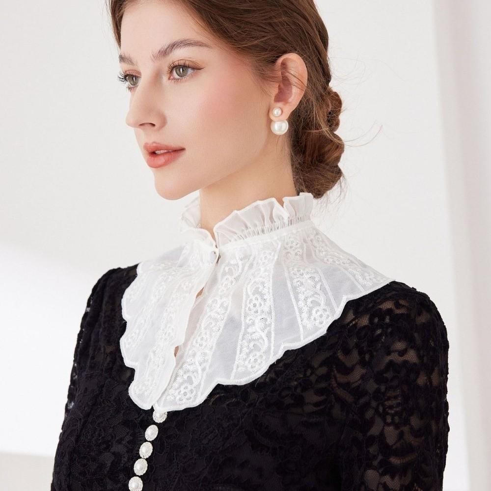 Lace Embroidered Ruffle Collar Removable Detachable Collar Elegant Women Fake Collar  Fashion