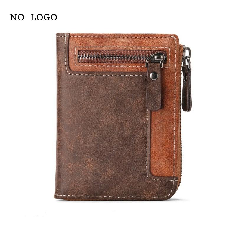 Trendy Luxury Men's Wallet Designer Male Short Zipper Leather 3 Fold Money Clip Card Holder High Quality Retro Coin Purse