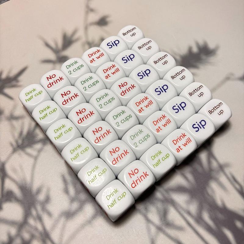Drinking Game Dice Drop Resistant Clear Printed Commands Smooth Surface for Cocktail Party Bachelorette Trip Game Props