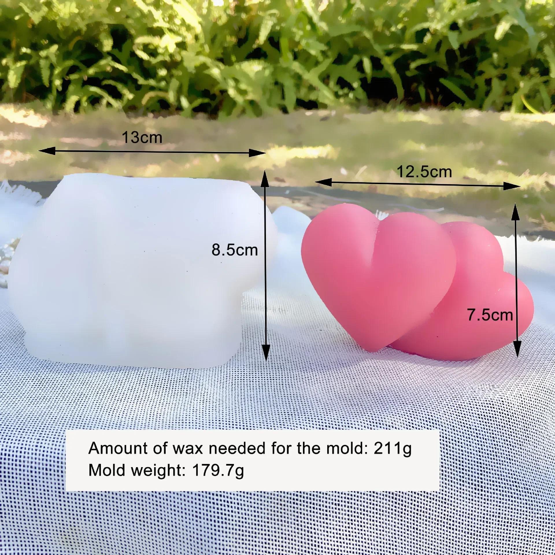 3D Conjoined Love Silicone Candle Mold Homemade Heart-shaped Soap Gypsum Crafts Resin Cement Mold DIY Chocolate Cake Baking Tool