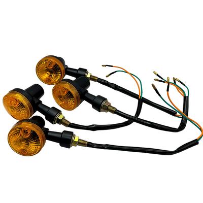 Avidora Universeller Motorradblinker Europäischer Blinker GS Amerikanischer Mini-Rund Ersatz Reparatur Custom Orange Schwarz Set mit 4