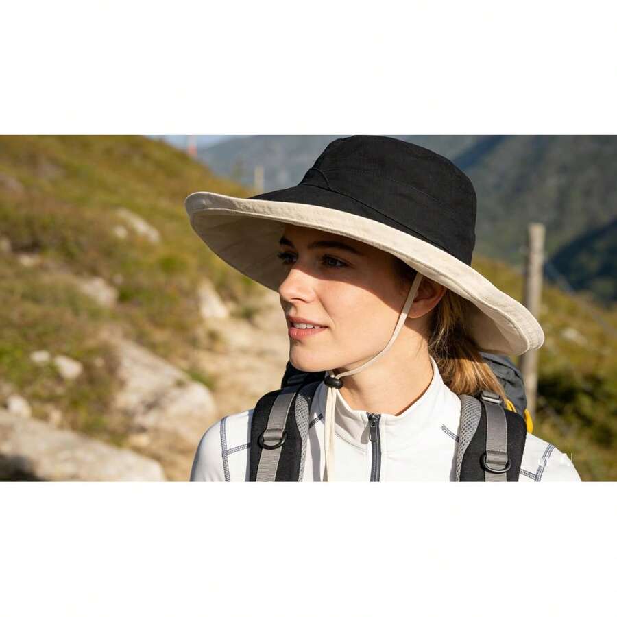 Womens Wide Brim Reversible Sun Hat Beach Cap Packable