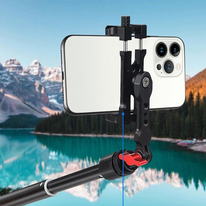 Magnetic Phone Holder Tripod Mount Clamp Aluminum Alloy with Cold Shoe Mount 1/4 " Screw for Smartphone