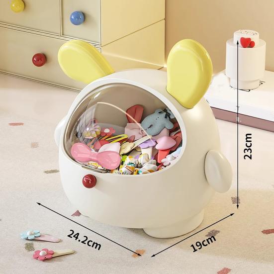 Aufbewahrungsbox mit transparentem Schiebedeckel Organizer Niedliches Cartoon-Ohren-Design Ordentliche Box für Schreibtischorganisation Snacks