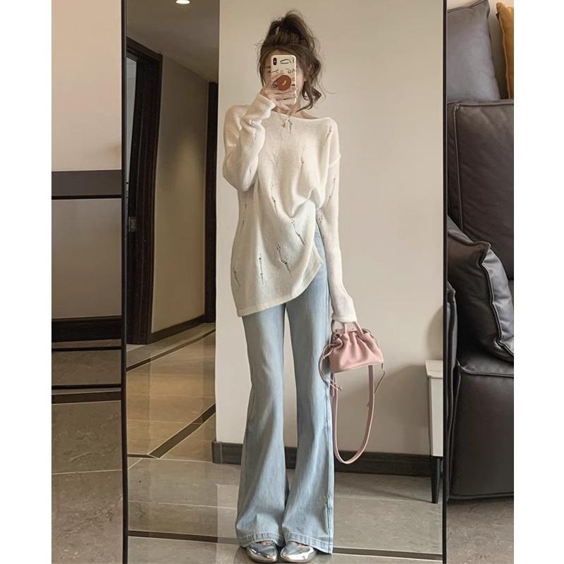 

Women s Korean Flare Jeans: High-Waist, Slimming, Versatile - Spring & Autumn 2024 L світло-синій колір