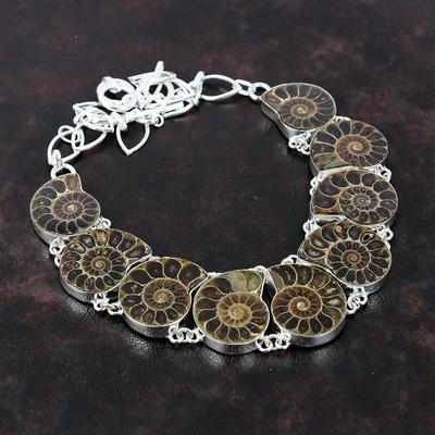 Ammonite Fossil Necklace 925 Sterling Silver Necklace Gemstone Jewelry Handmade Adjustable Chain Necklace Birthstone Jewelry Gift For Friend