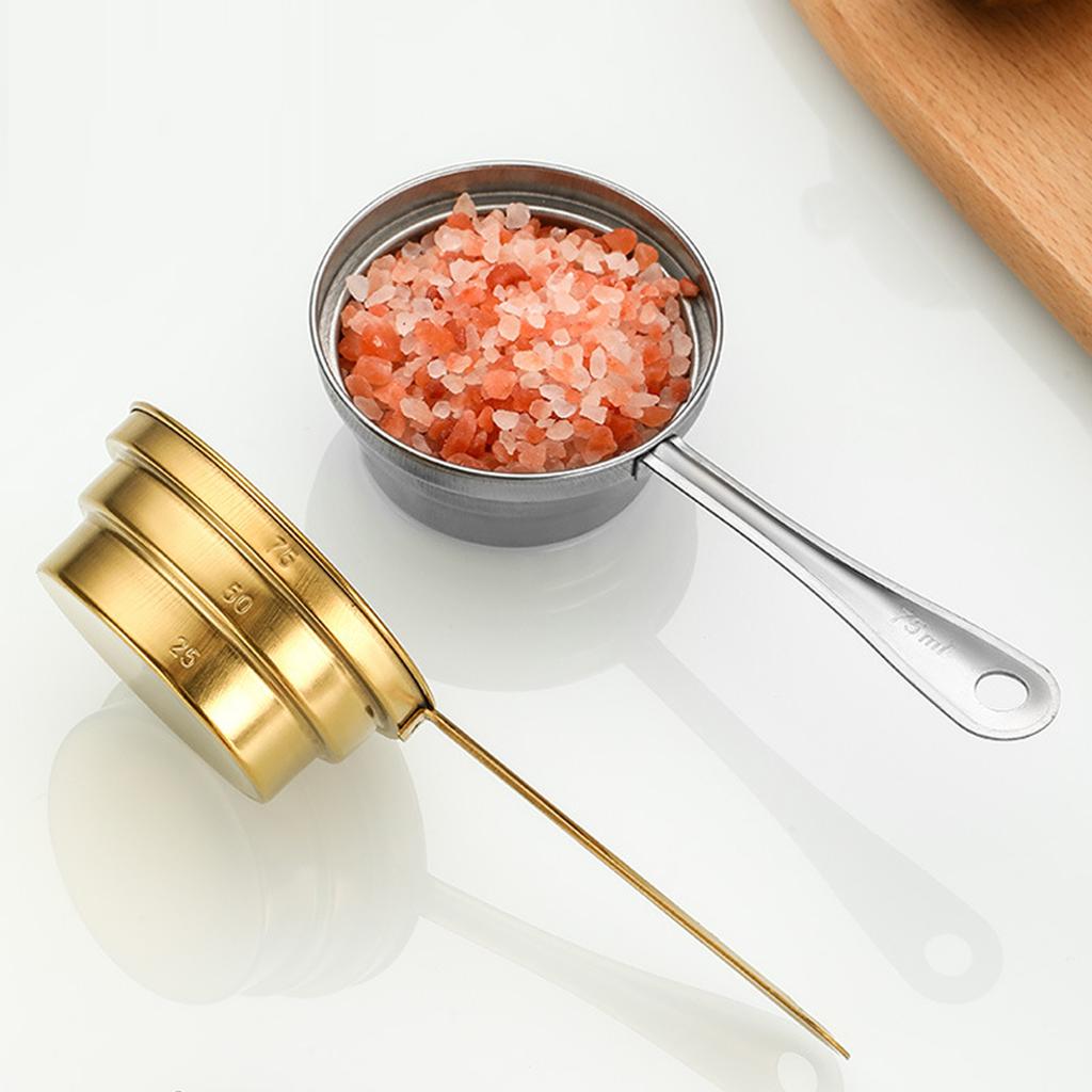 Stainless Steel 3-Piece Measuring Spoons Set Multi-Functional Coffee Powder Salt Milk Powder Baking Measuring Spoons with Handle