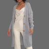 Womens Oversized V-Neck Knit Cardigan Long Sleeve Mid-Length Sweater Coat Winter Casual Office Wear