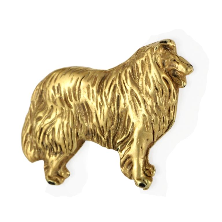 Collie Rough, Long-Haired Collie - gold-plated pin brooch, elegant dog ornament, unique pin by Art-Dog brand