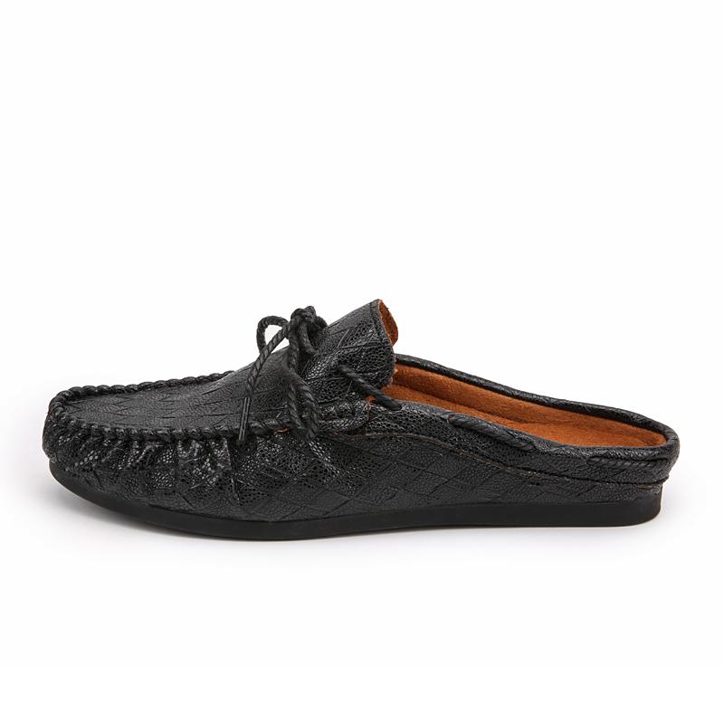 Male Slipper Half Leather Mens Shoe  Slides Outdoor Mules Flat Comfortable  Low Price Designer Luxury Fun Summer Sale