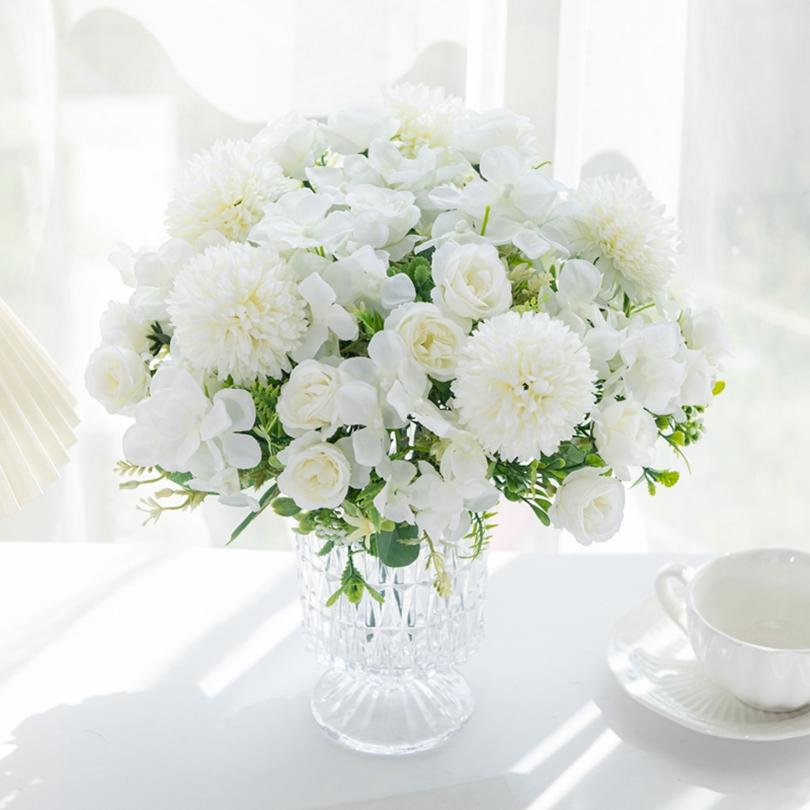 

29CM rose chrysanthemum Silk Bouquet Artificial Flowers For Wedding Home ornamental flowerpot Decor Christmas Wreath Accessories 1PC шампанського